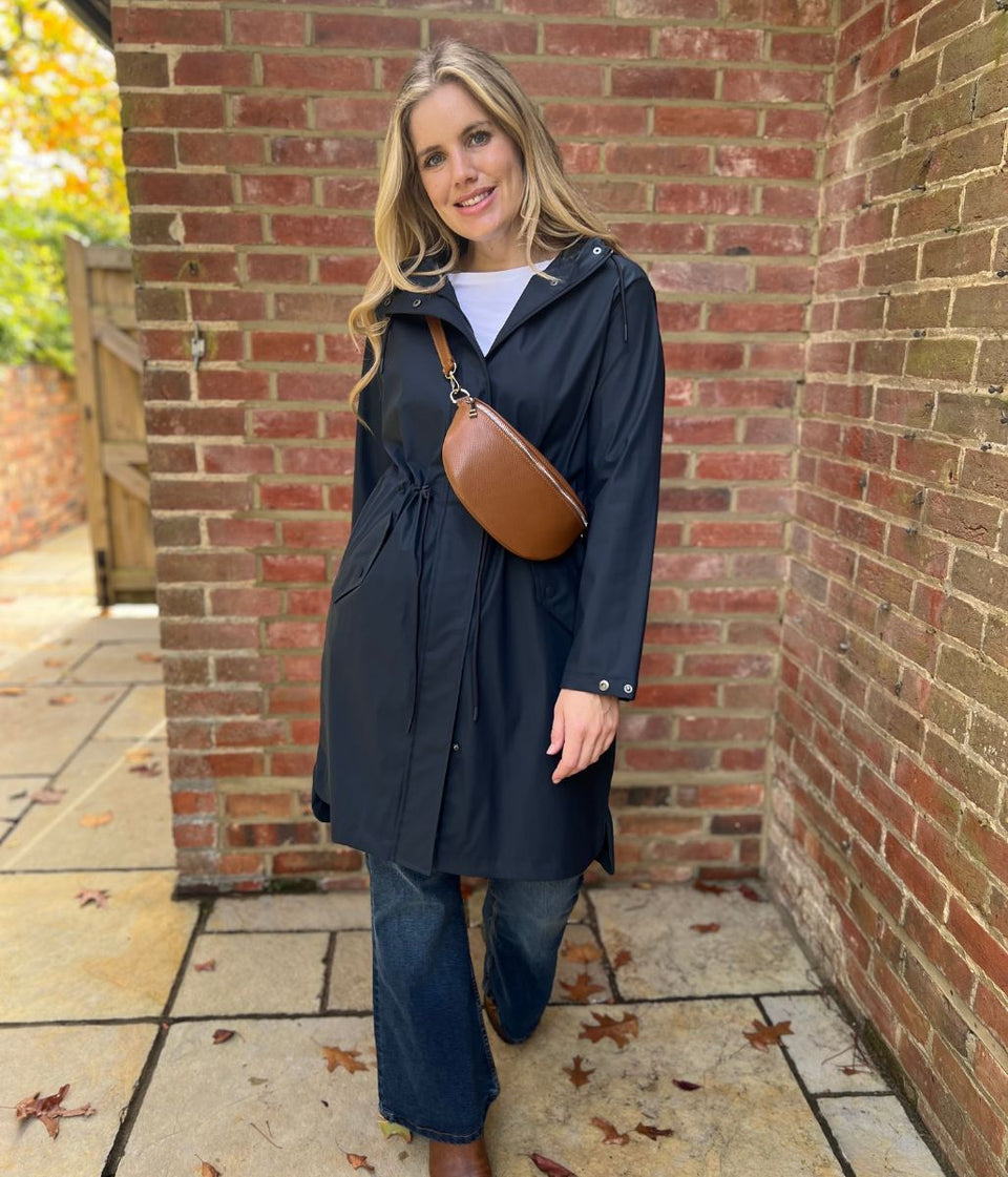 Navy Hooded Showerproof Raincoat