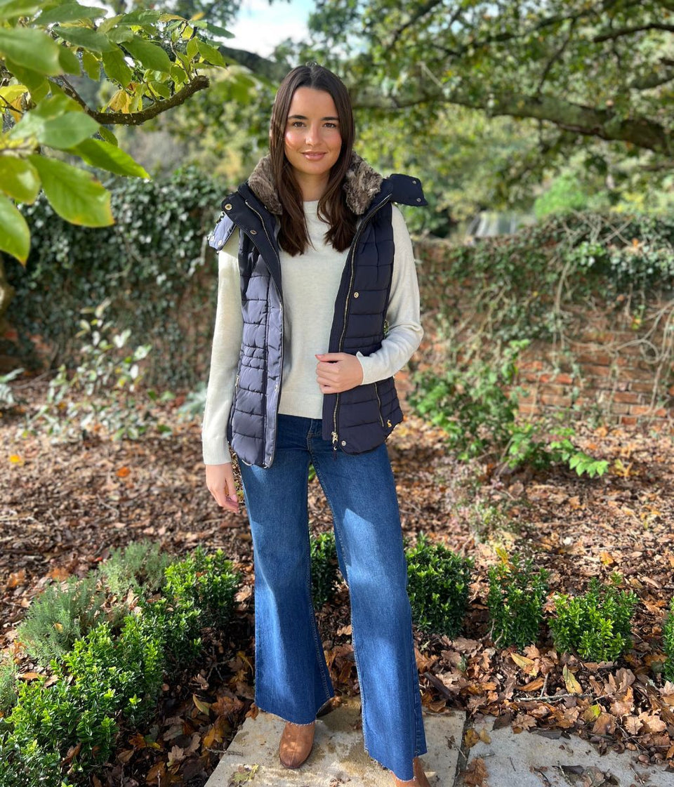 Navy Melford Hooded Gilet