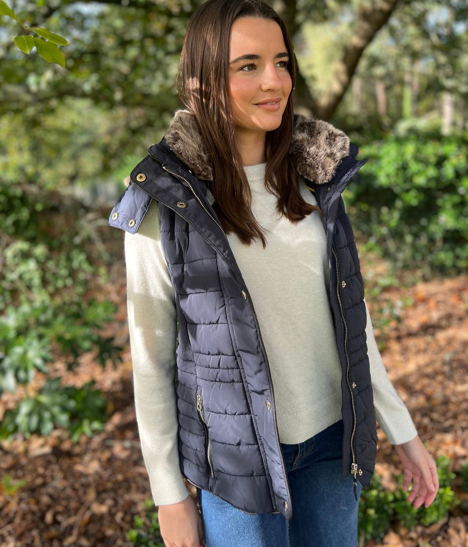 Navy Melford Hooded Gilet