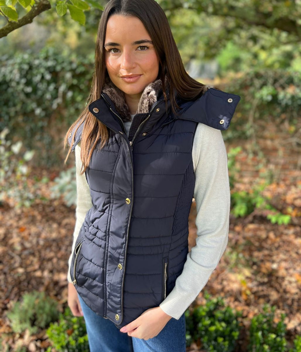 Navy Melford Hooded Gilet