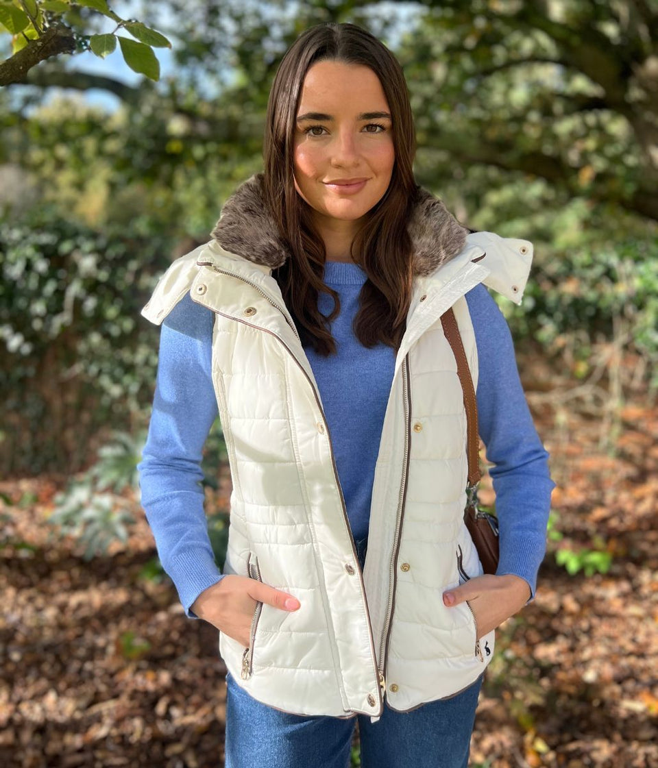 Winter White Melford Hooded Gilet