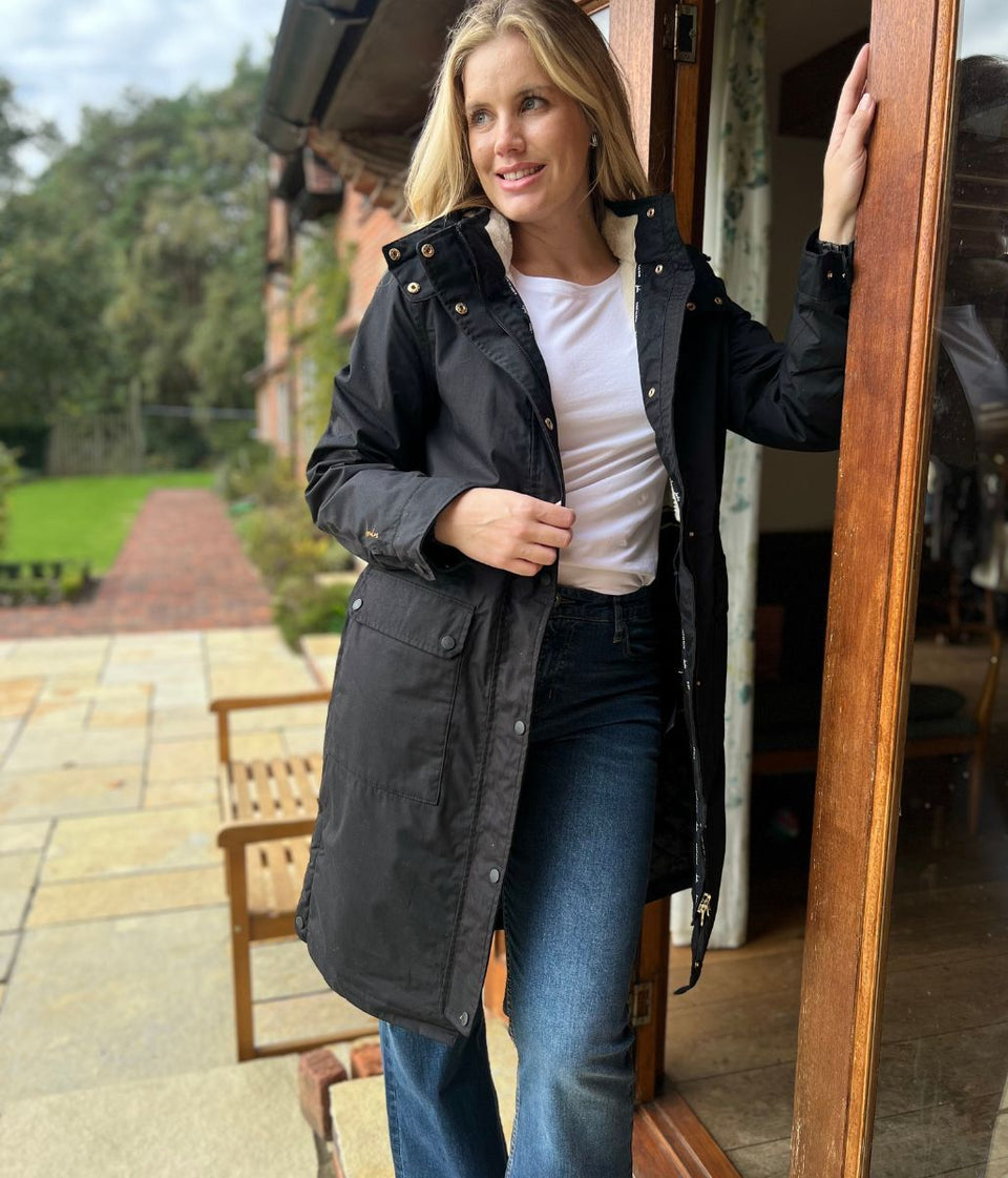 Black Loxley Sherpa Lined Waterproof Coat