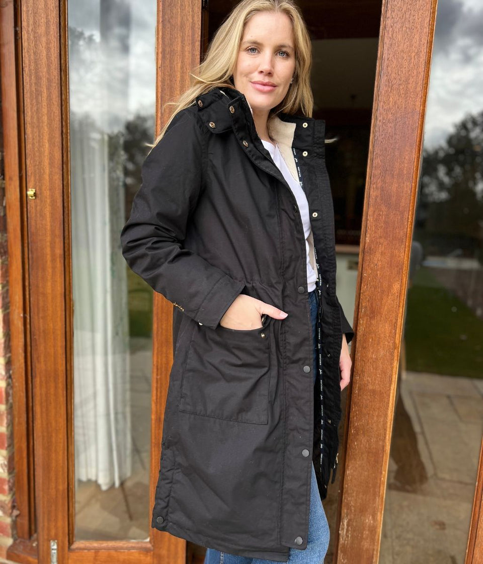 Black Loxley Sherpa Lined Waterproof Coat