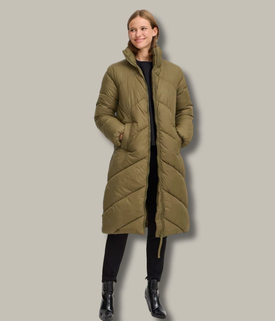 Olive Bybomina Long Padded Puffer Coat