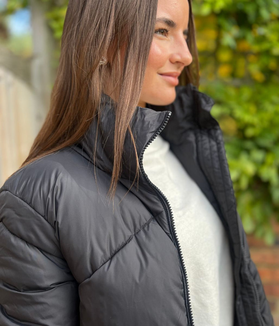 Black Bybomina Long Puffer Padded Coat