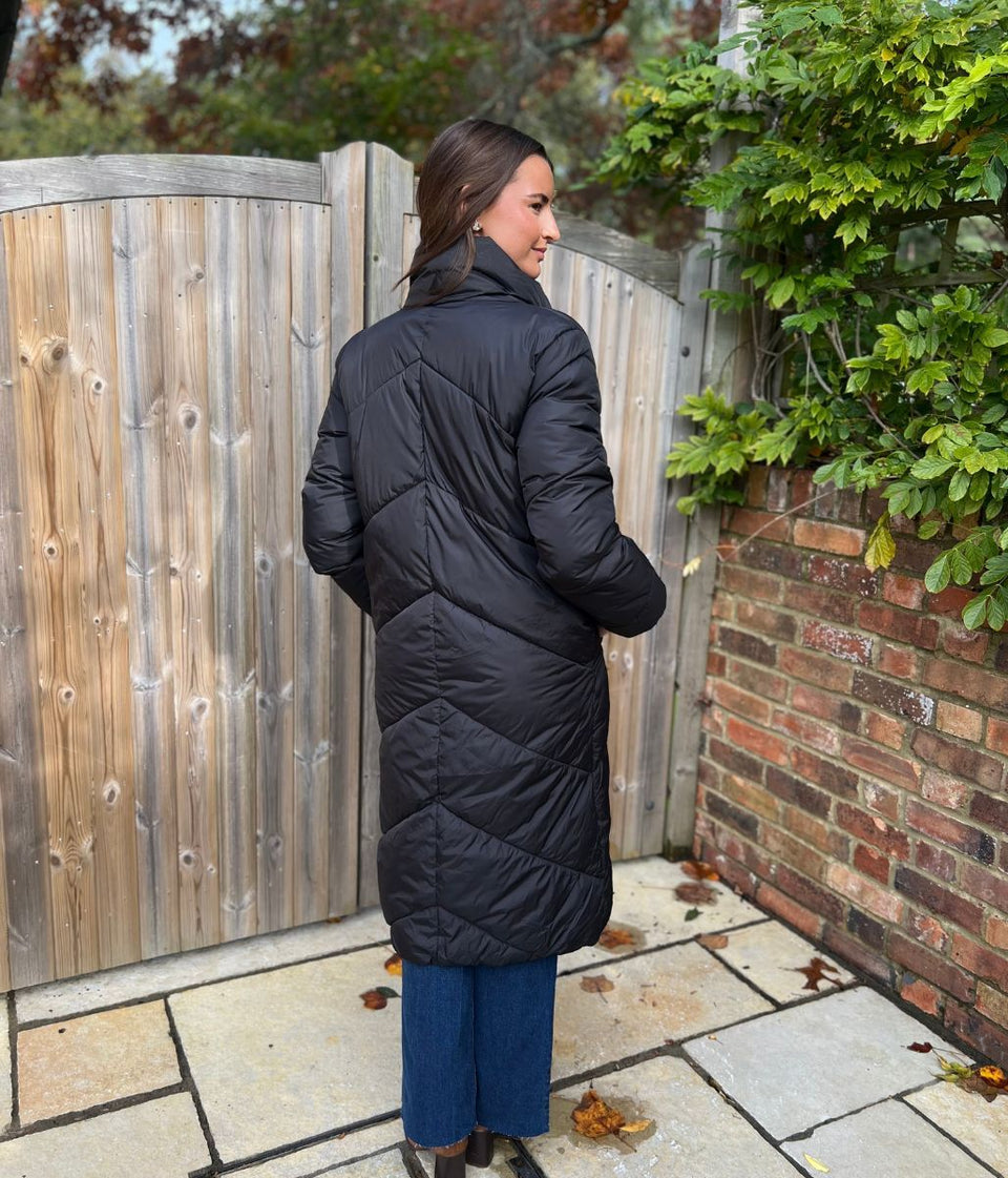 Black Bybomina Long Puffer Padded Coat