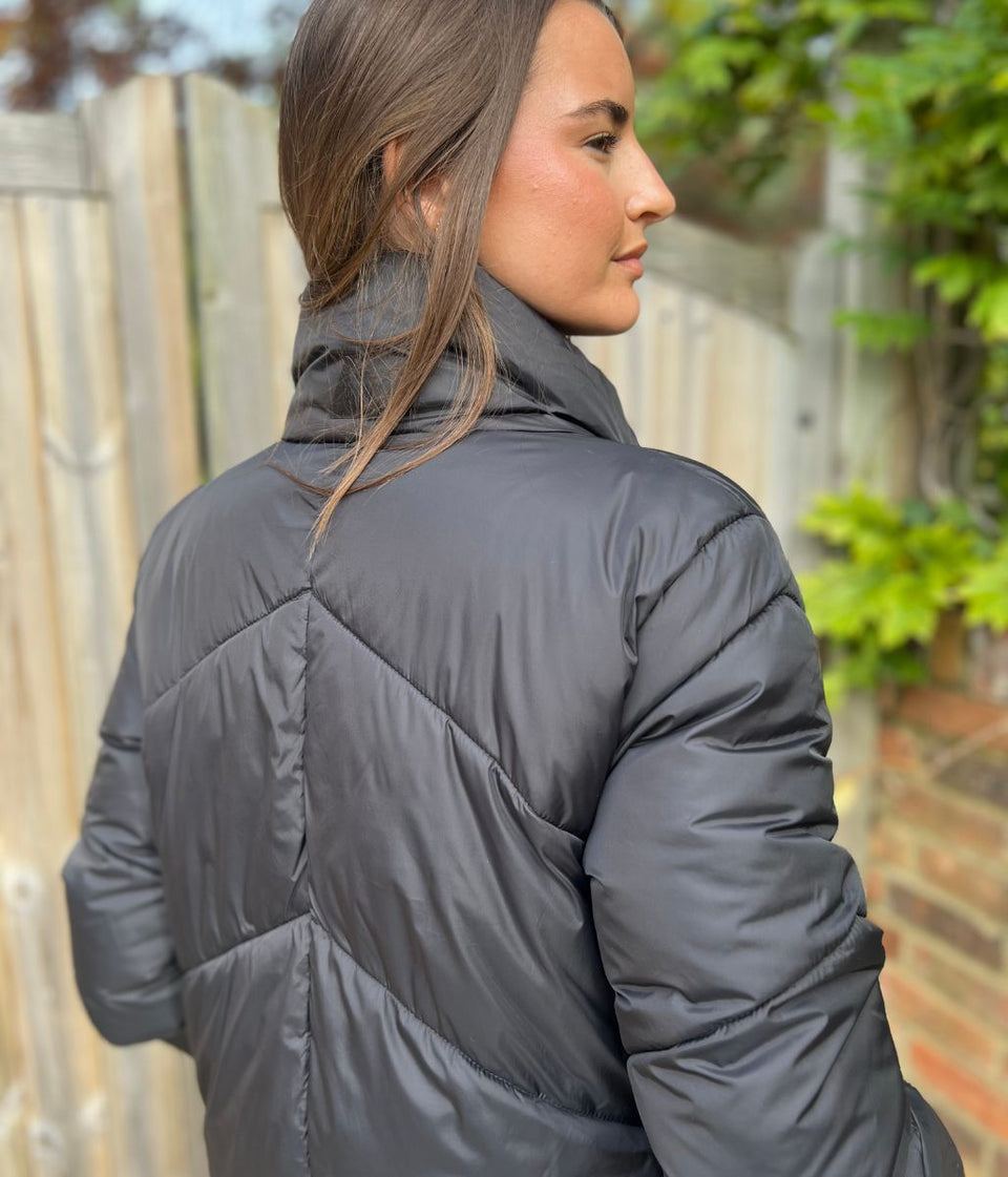Black Bybomina Long Puffer Padded Coat