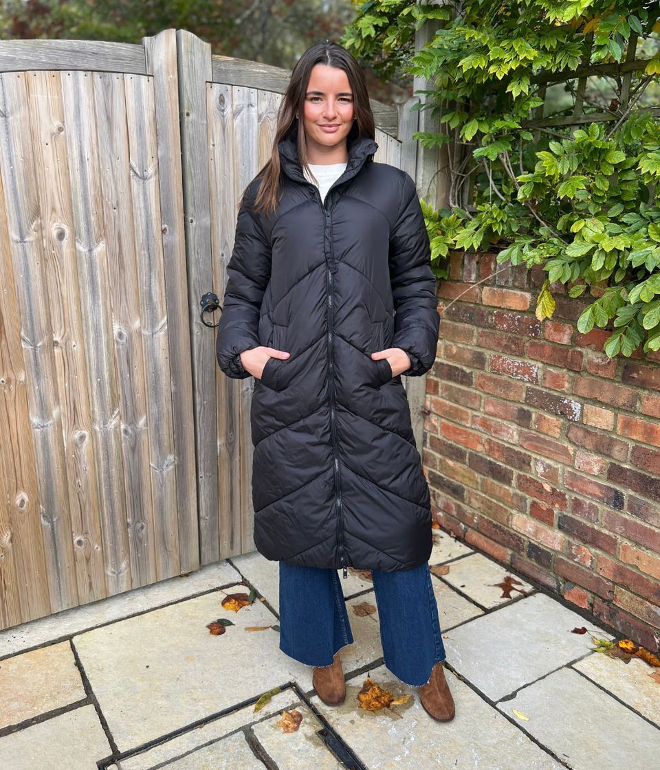 Black Bybomina Long Puffer Padded Coat