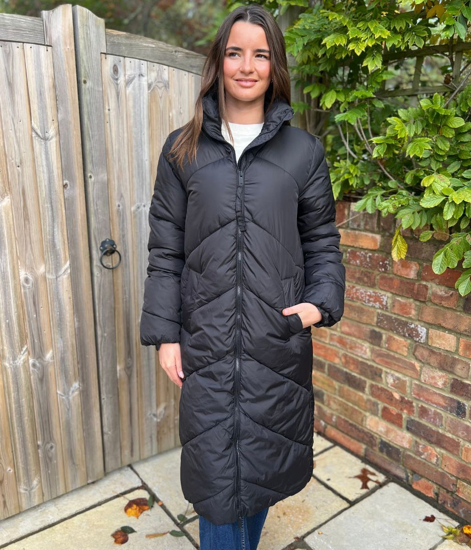 Black Bybomina Long Puffer Padded Coat