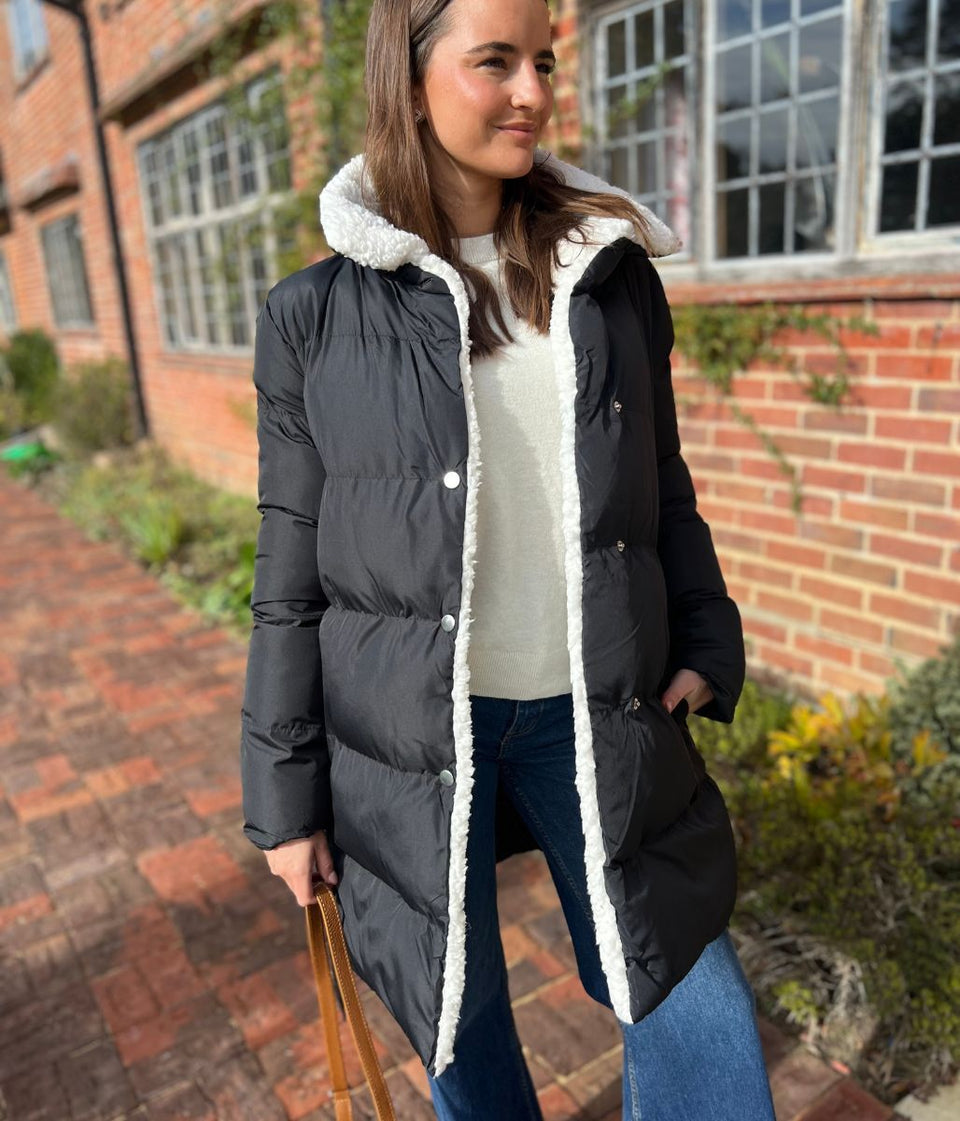 Black Brave Soul Deanne Sherpa Lined Padded Coat