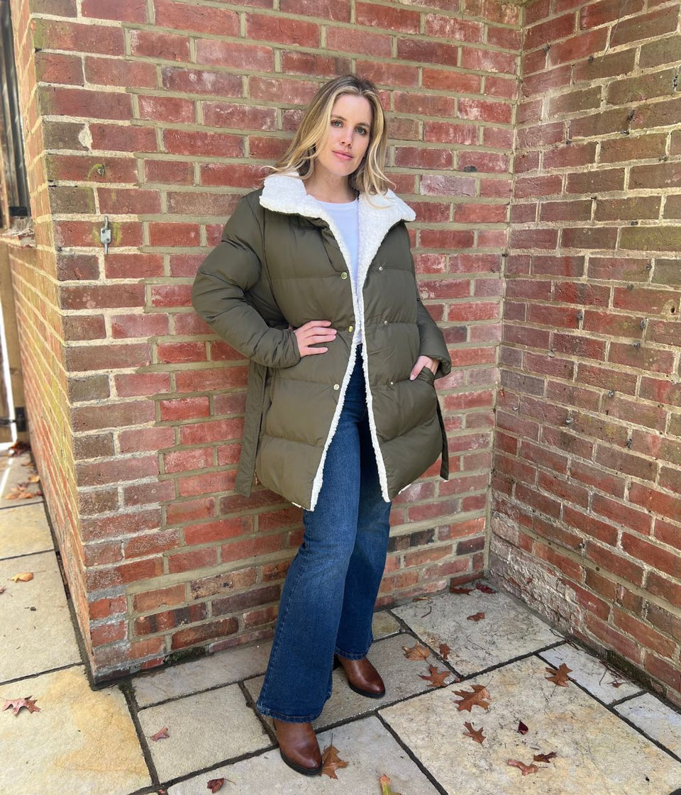 Olive Brave Soul Deanne Sherpa Lined Padded Jacket