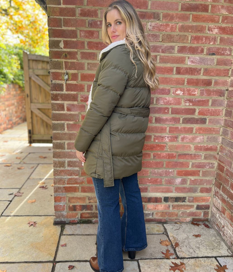 Olive Brave Soul Deanne Sherpa Lined Padded Jacket