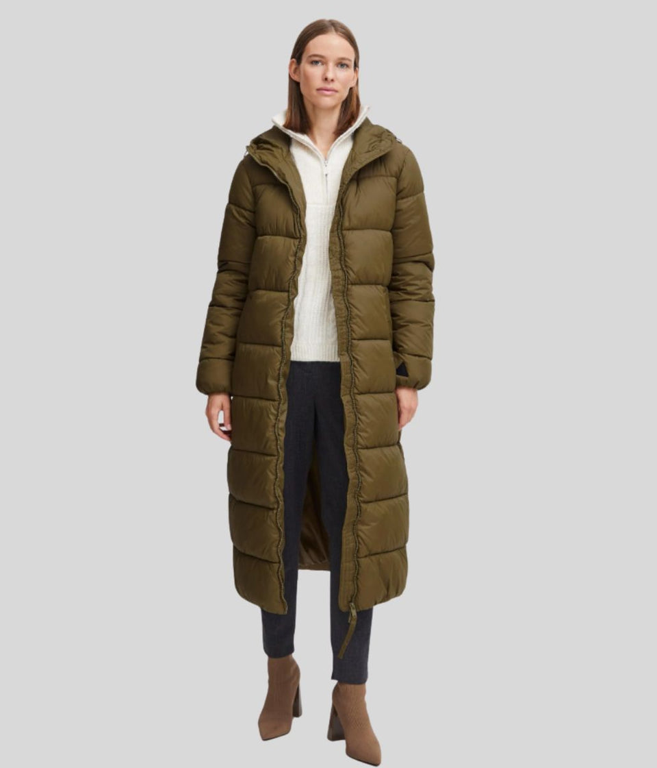 Olive Long Hooded Puffer Coat