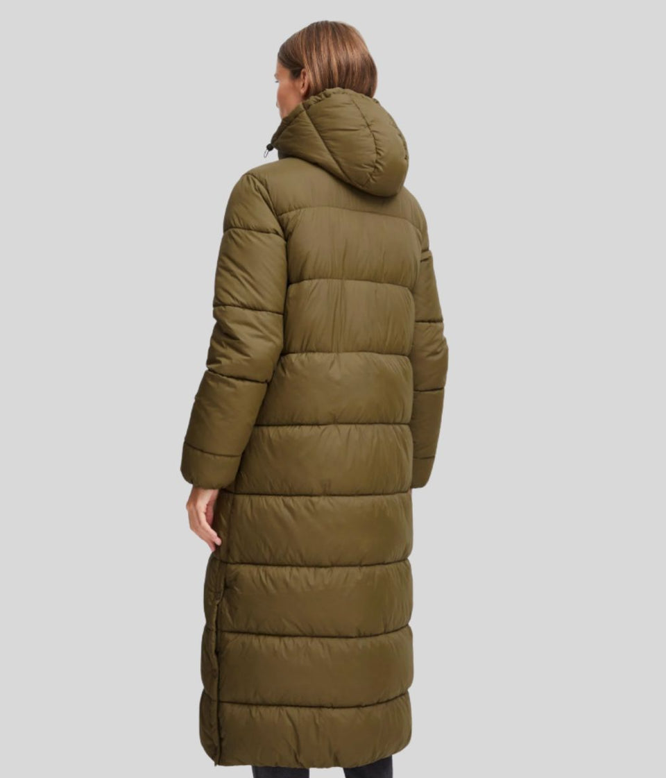 Olive Long Hooded Puffer Coat