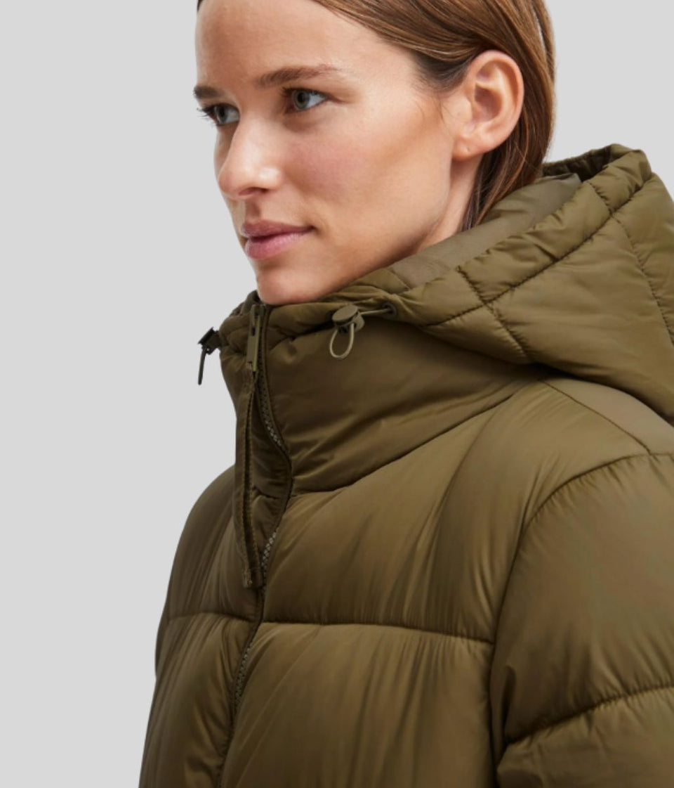 Olive Long Hooded Puffer Coat