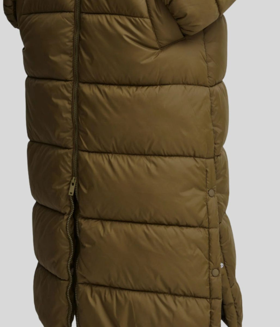Olive Long Hooded Puffer Coat