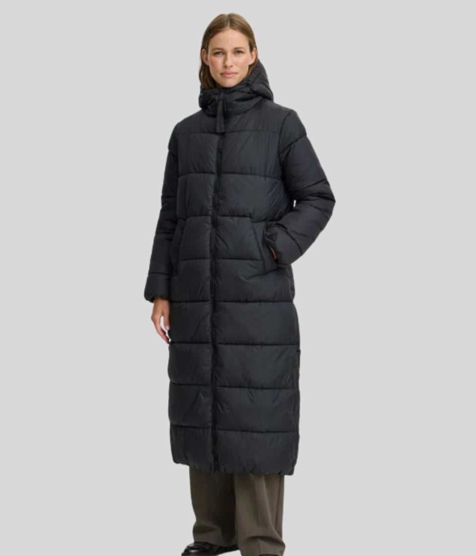 Black Long Hooded Puffer Coat