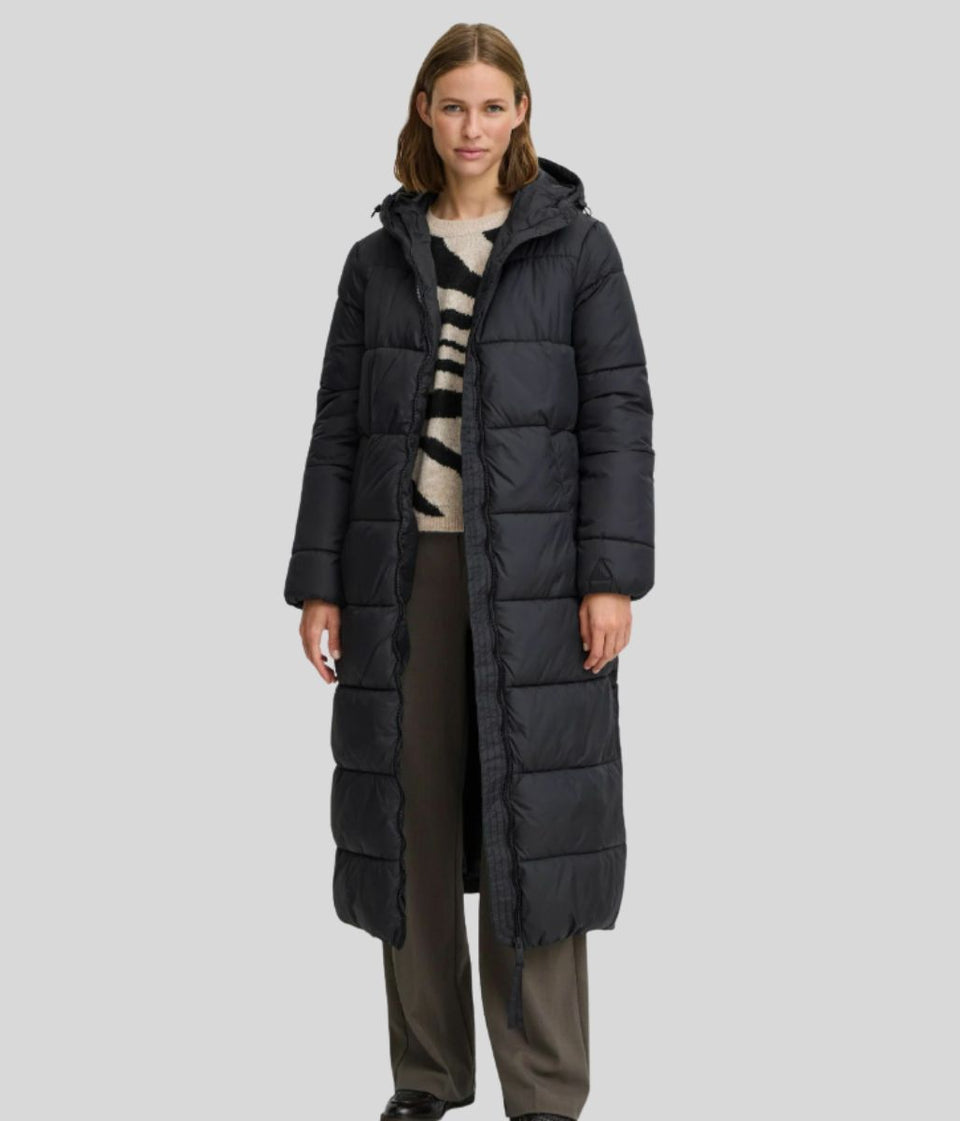 Black Long Hooded Puffer Coat