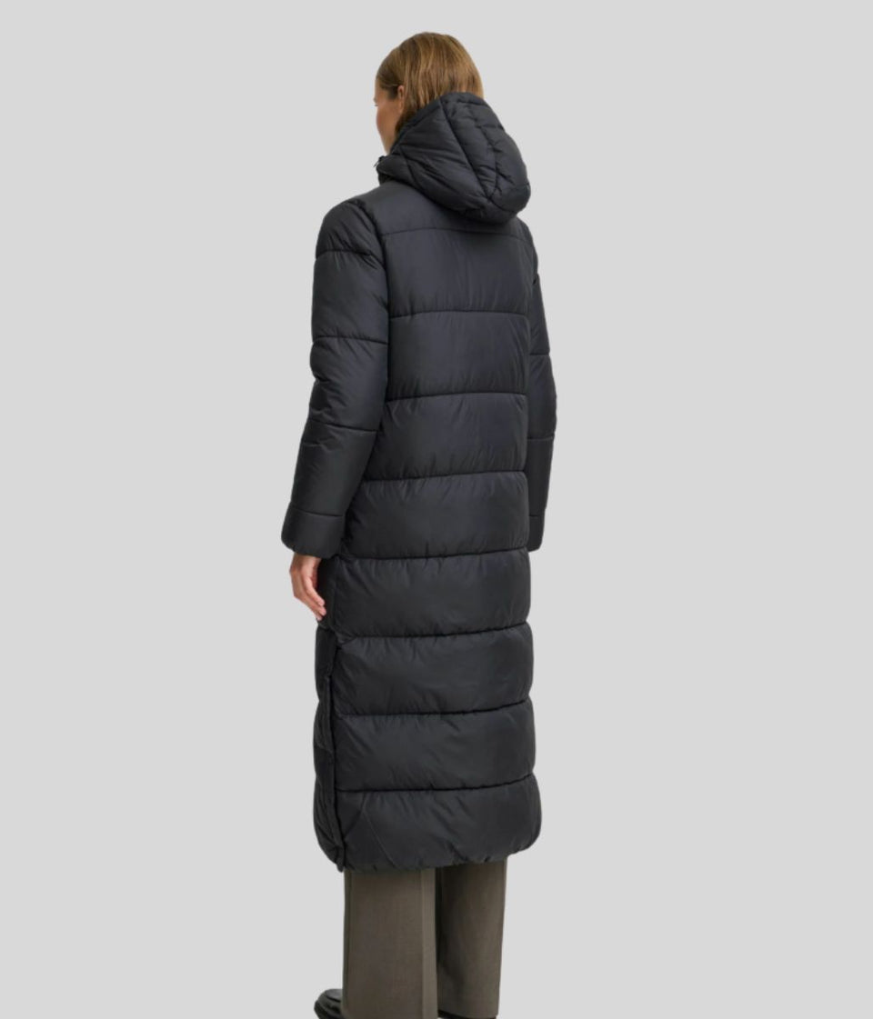 Black Long Hooded Puffer Coat