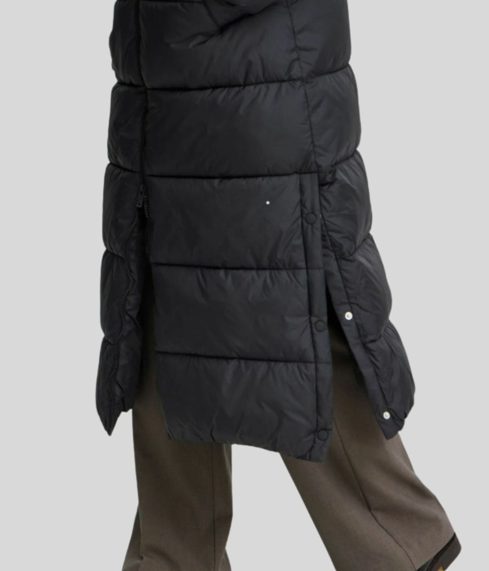 Black Long Hooded Puffer Coat