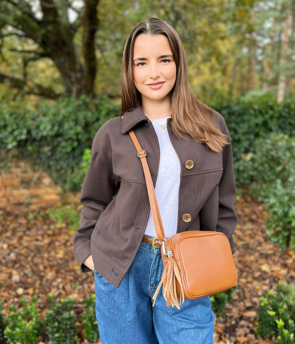 Chocolate Brown Casual Collared Jacket