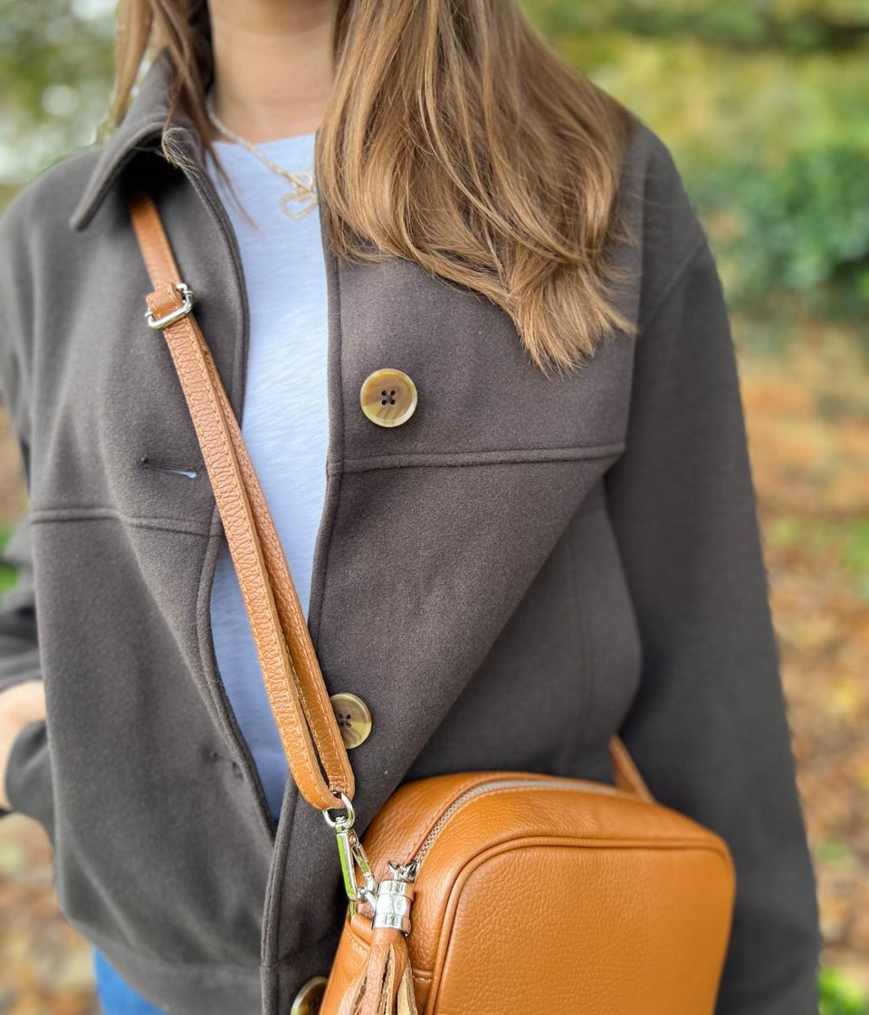 Chocolate Brown Casual Collared Jacket