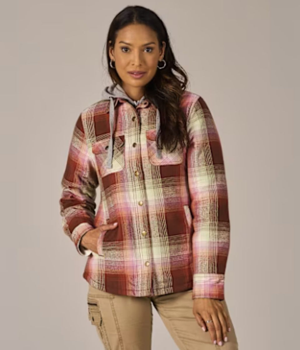 Pink Sherpa Checked Hooded Shacket