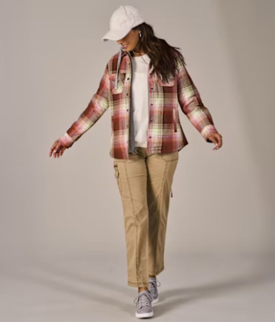 Pink Sherpa Checked Hooded Shacket