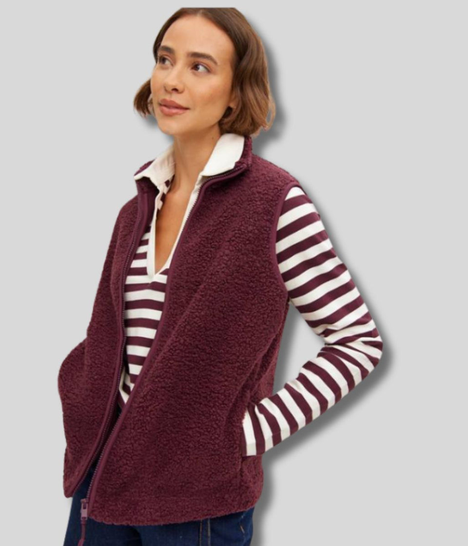 Burgundy Borg Fleece Gilet