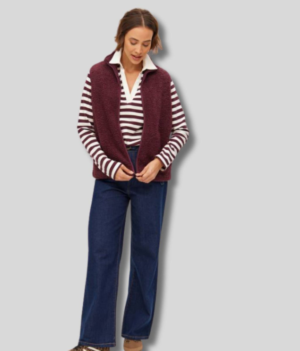 Burgundy Borg Fleece Gilet