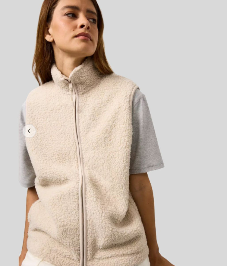 Ecru Borg Fleece Gilet