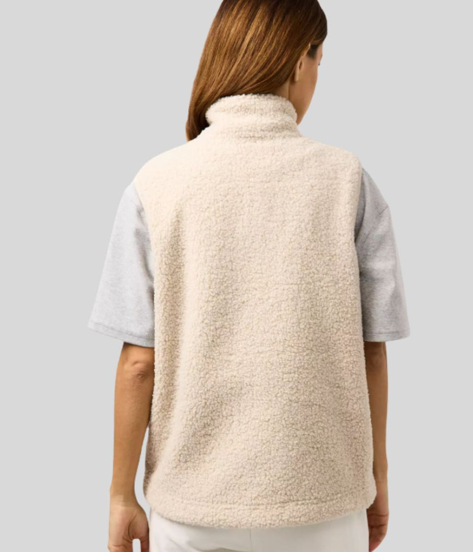 Ecru Borg Fleece Gilet