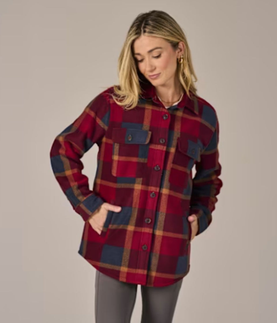 Red Check Sherpa Lined Fleece Shacket