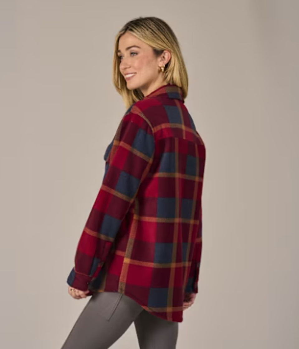 Red Check Sherpa Lined Fleece Shacket