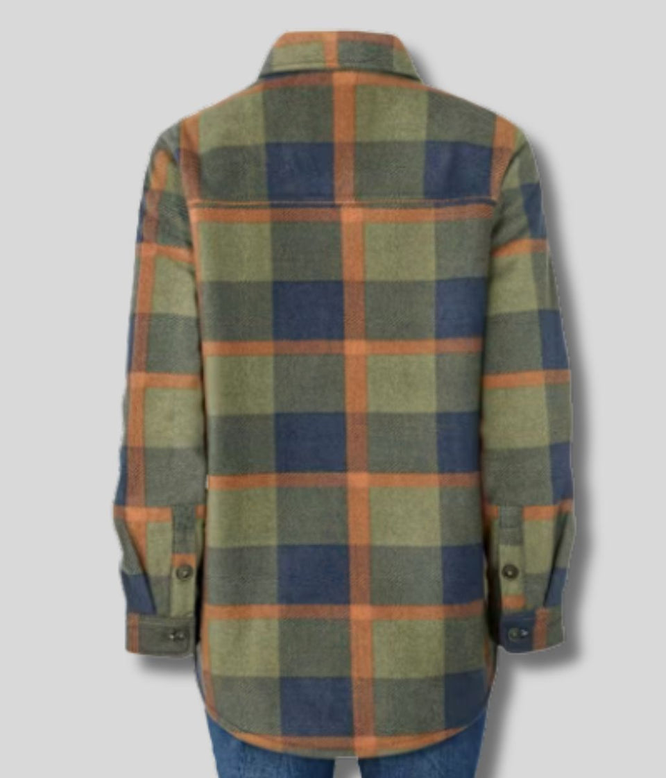 Green Check Sherpa Lined Fleece Shacket