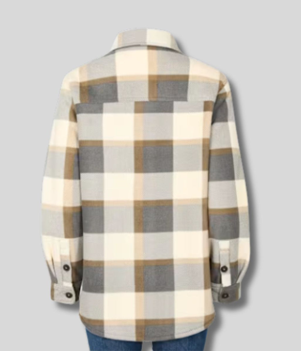 Grey Check Sherpa Lined Fleece Shacket