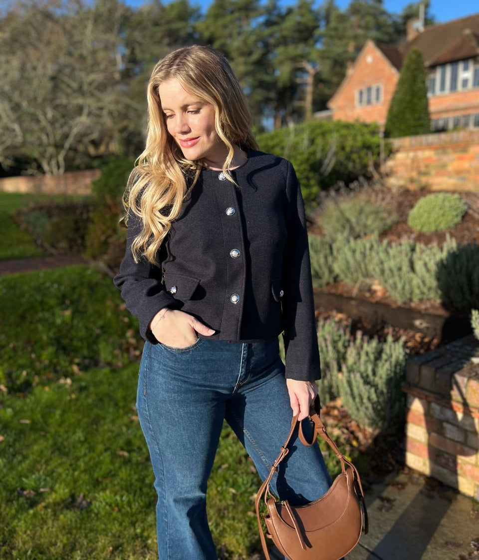 Navy Smart Buttoned Jacket
