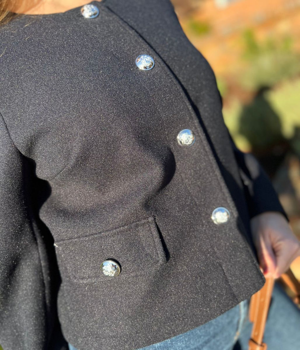 Navy Smart Buttoned Jacket