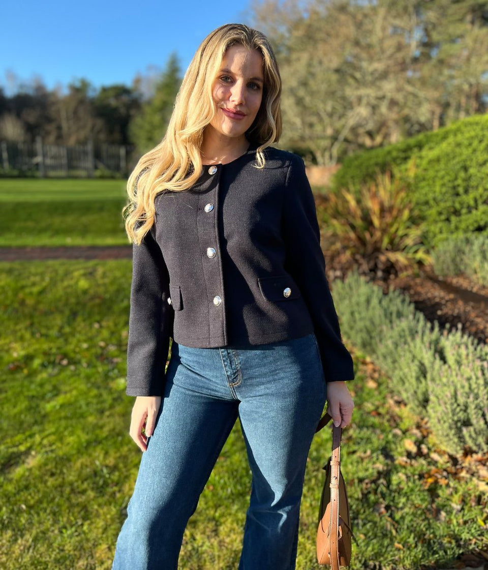 Navy Smart Buttoned Jacket