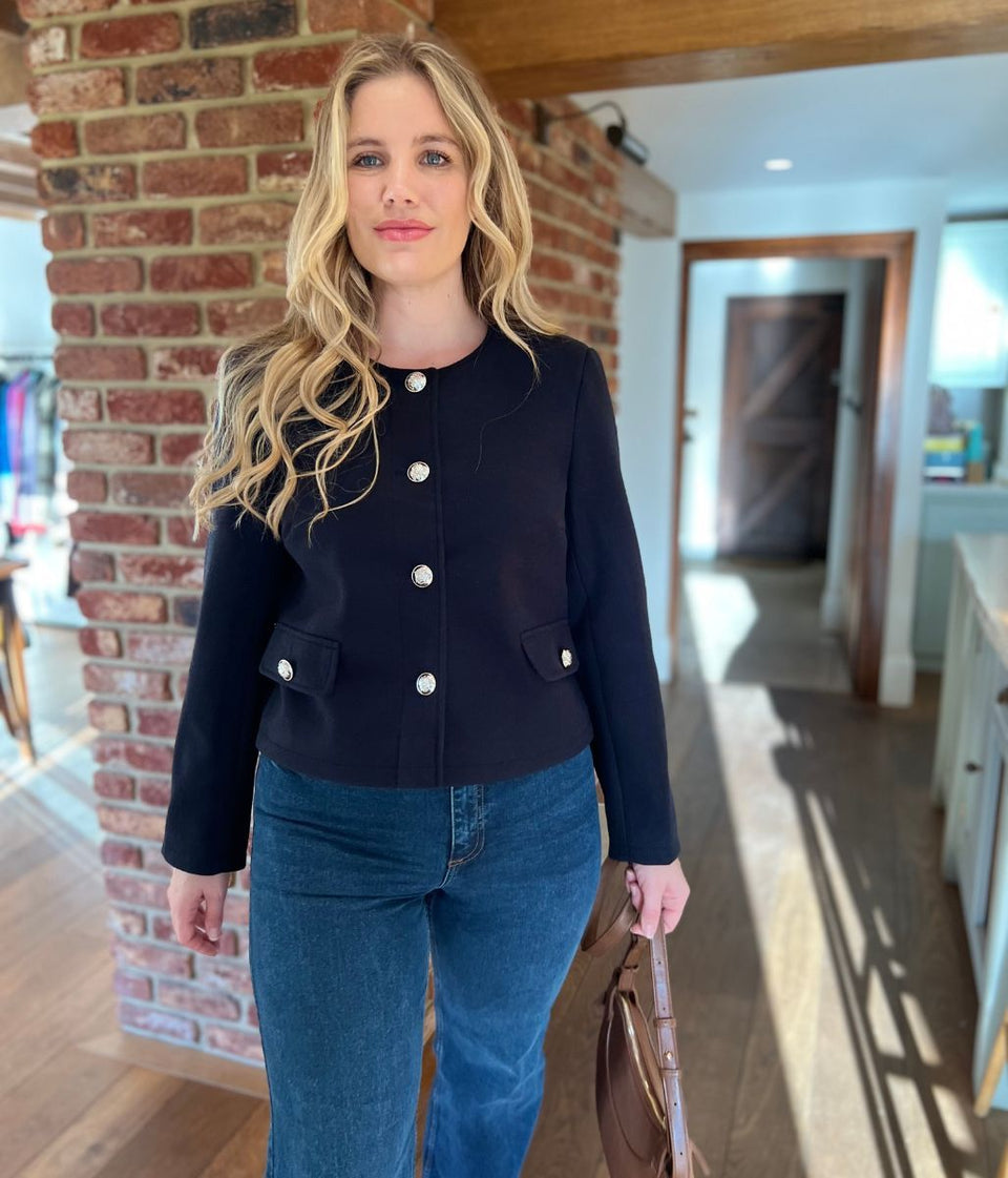 Navy Smart Buttoned Jacket