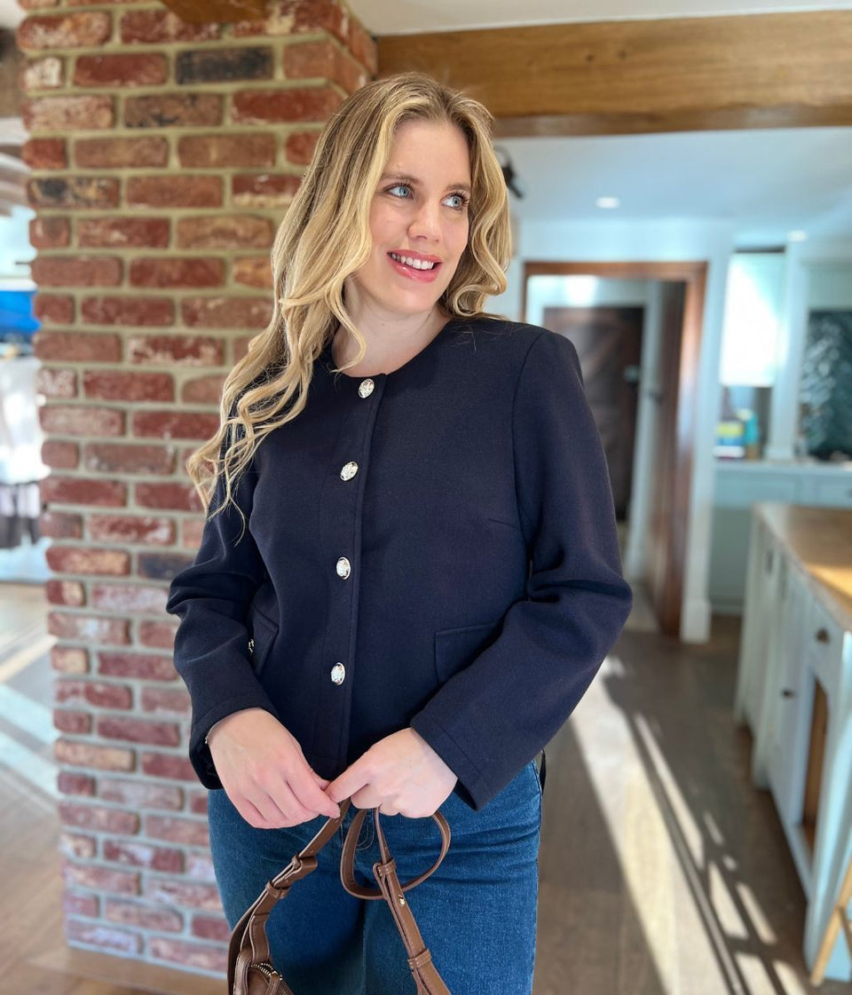 Navy Smart Buttoned Jacket