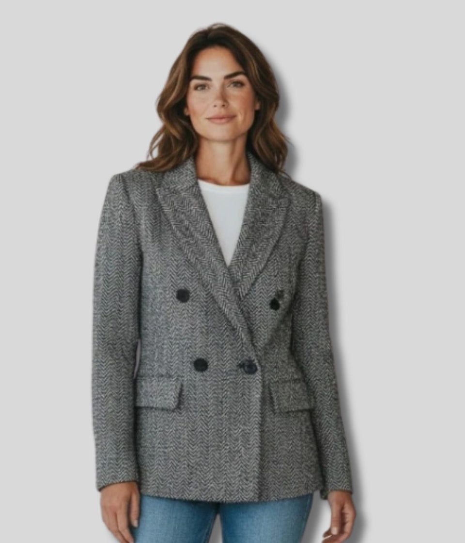 Kookai Wool Blend Herringbone Blazer