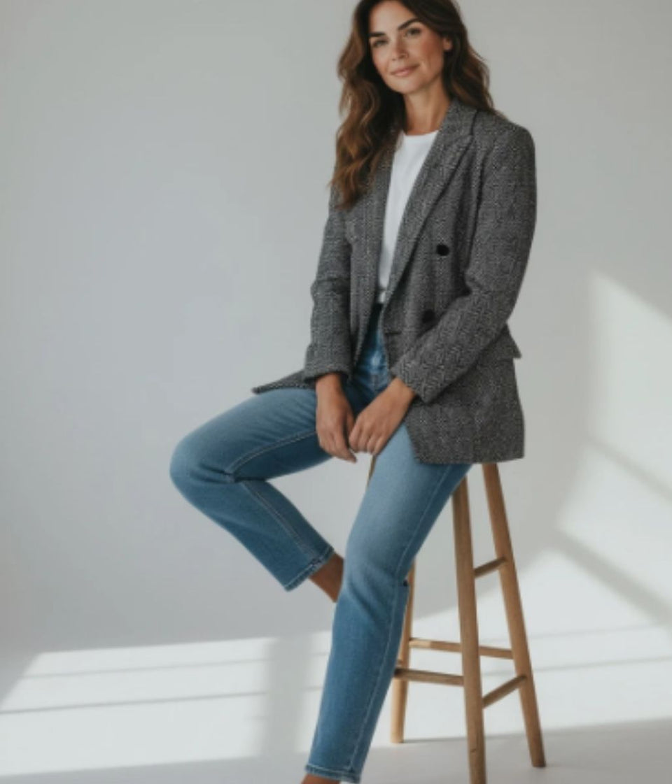 Kookai Wool Blend Herringbone Blazer