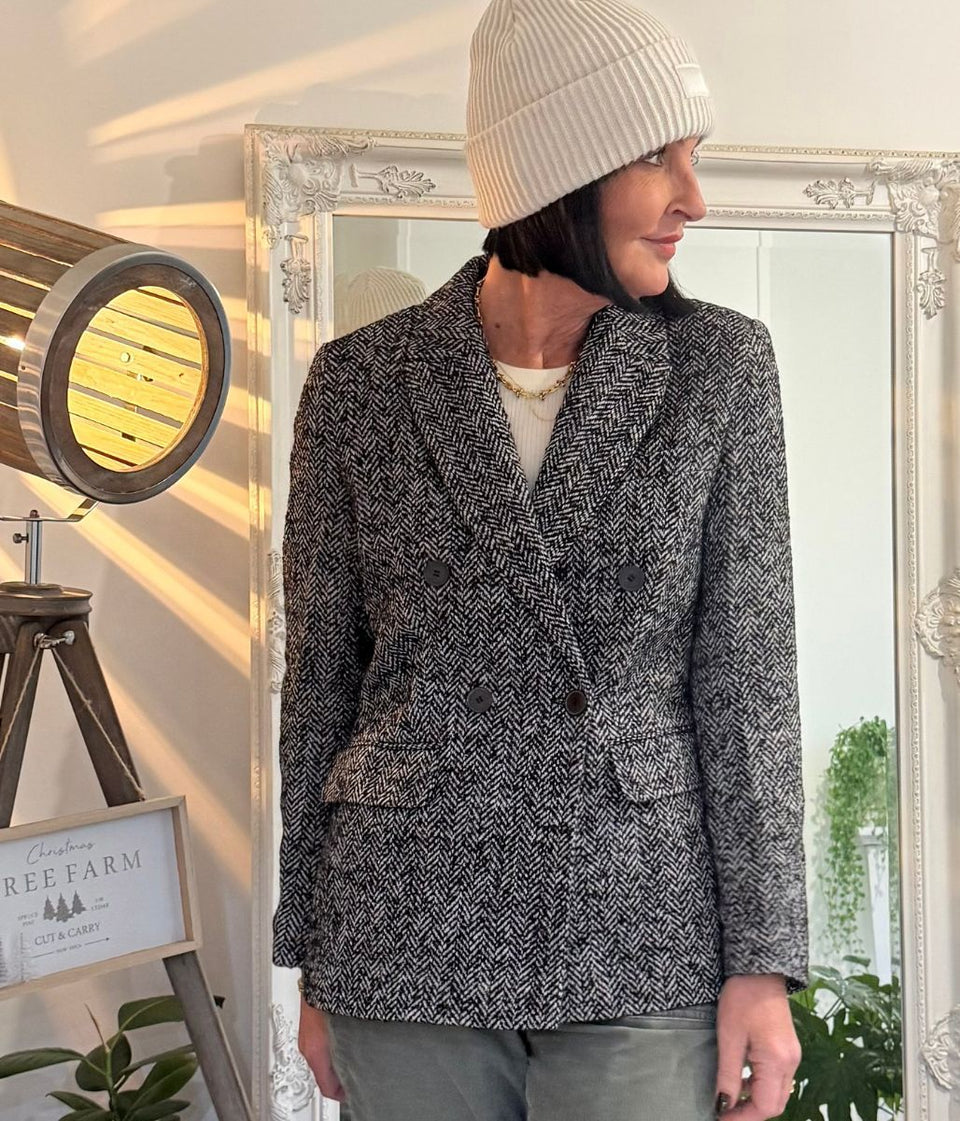 Kookai Wool Blend Herringbone Blazer