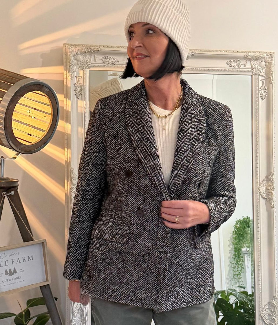 Kookai Wool Blend Herringbone Blazer