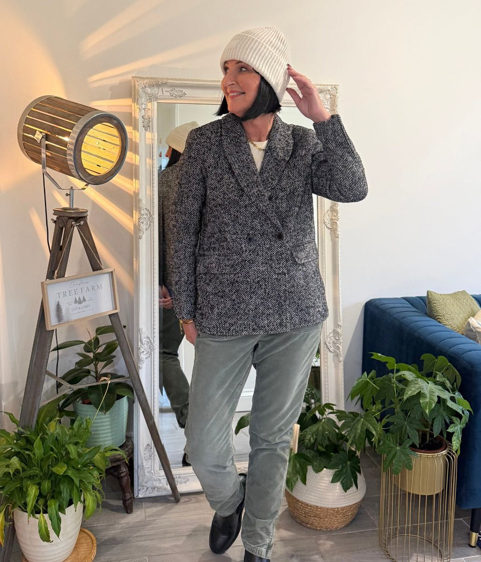 Kookai Wool Blend Herringbone Blazer