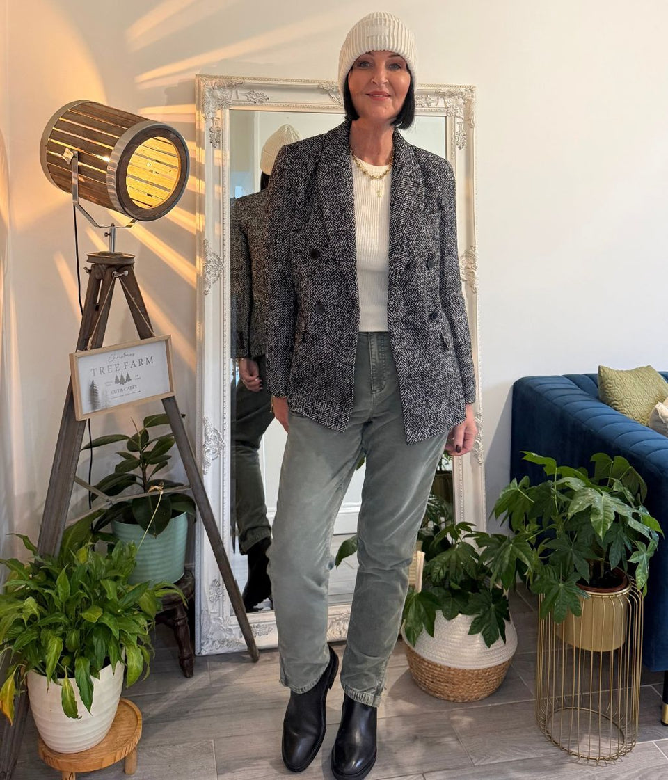 Kookai Wool Blend Herringbone Blazer