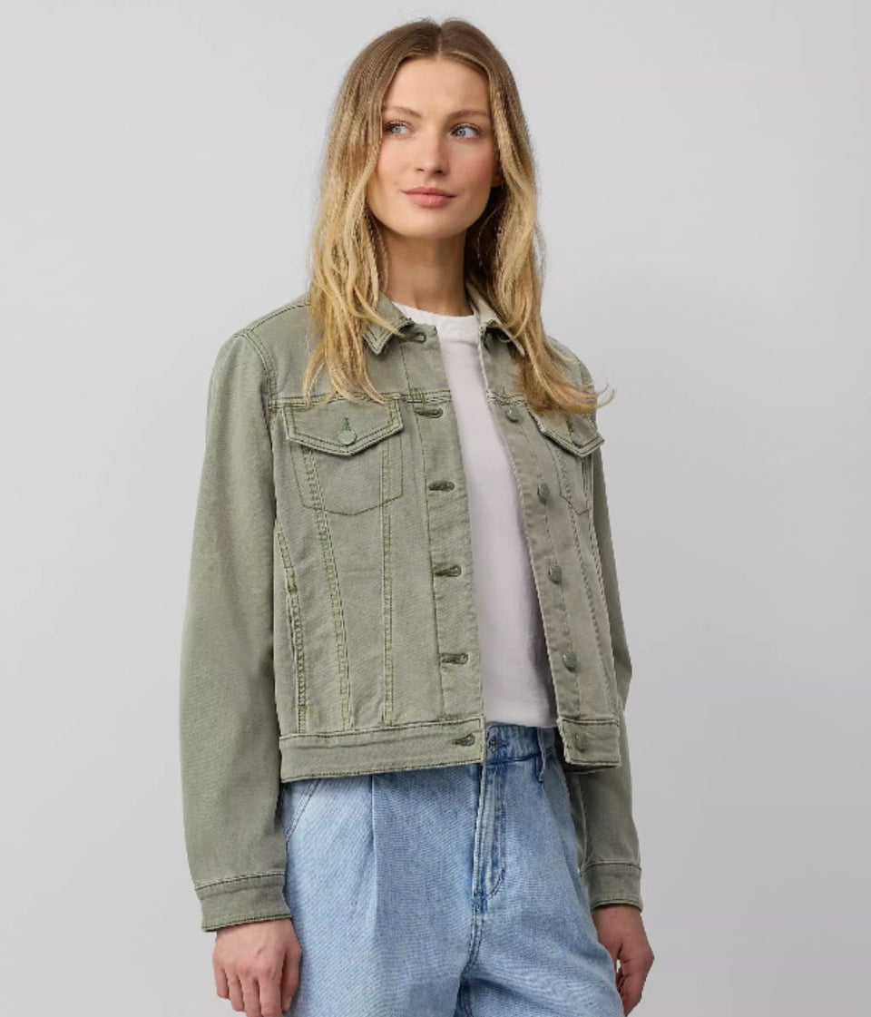 Pale Green Stretchy Denim Jacket