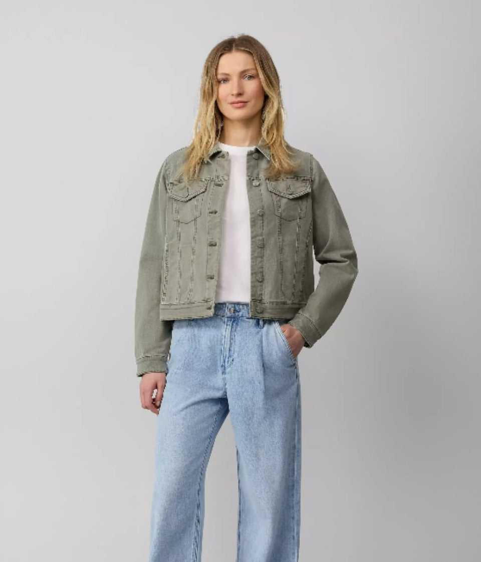 Pale Green Stretchy Denim Jacket
