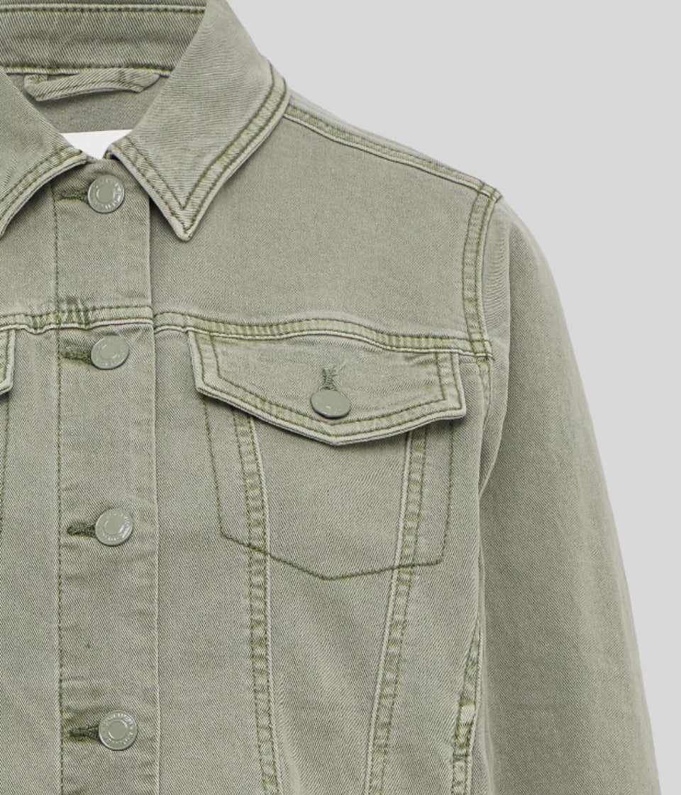 Pale Green Stretchy Denim Jacket